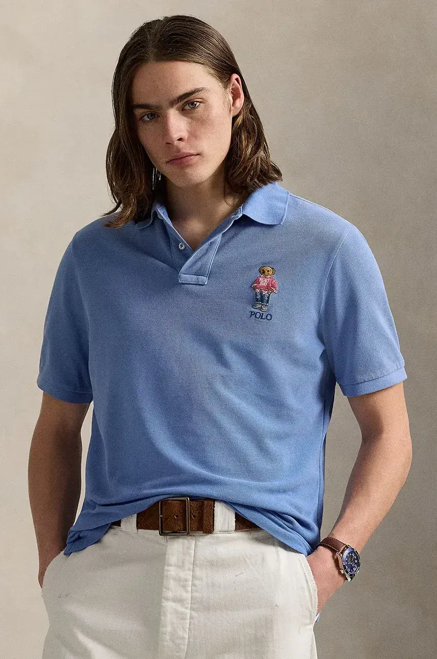 Bavlnené polo tričko Polo Ralph Lauren pánske, jednofarebné, 710969629