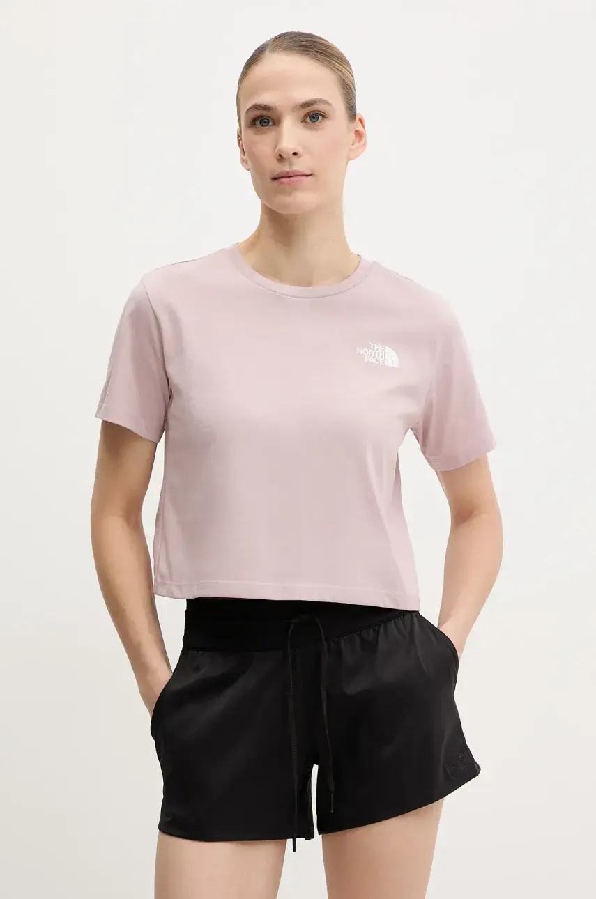 Tričko The North Face Simple Dome Cropped Slim dámske, oranžová farba, NF0A87U40SO1