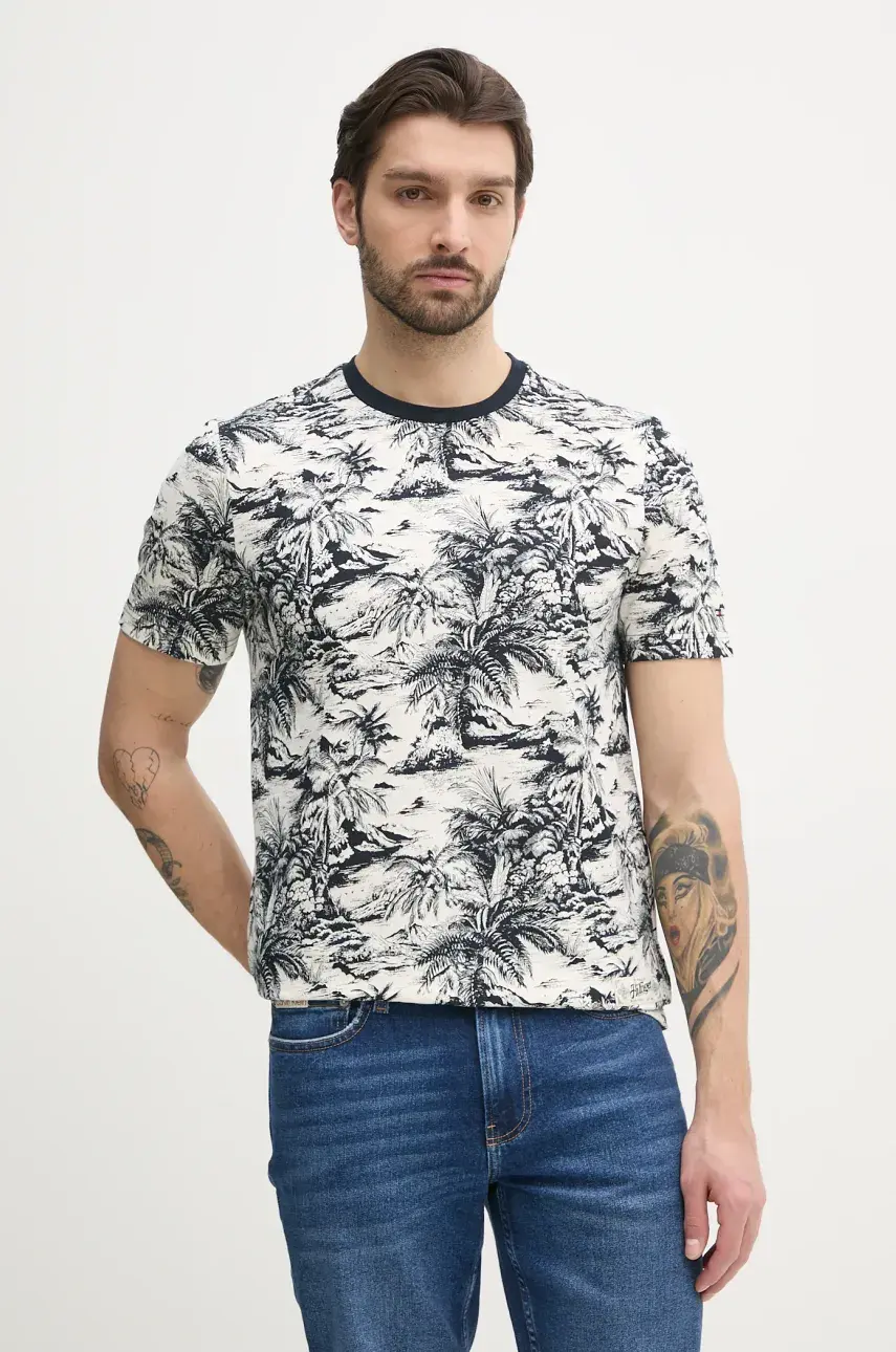 Bavlnené tričko Tommy Hilfiger pánske, čierna farba, vzorované, MW0MW38933