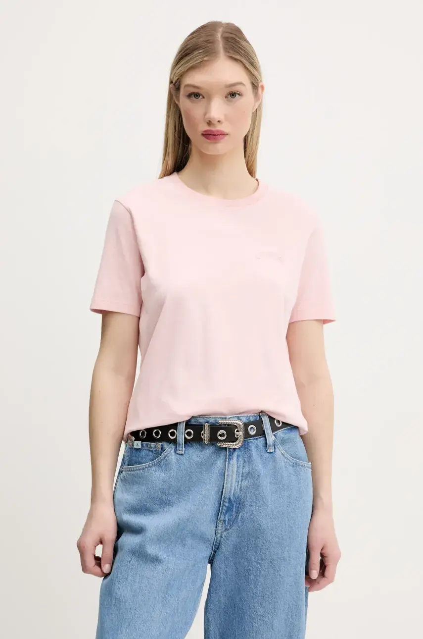 Bavlnené tričko Superdry dámske, ružová farba, W1011644A-2LY