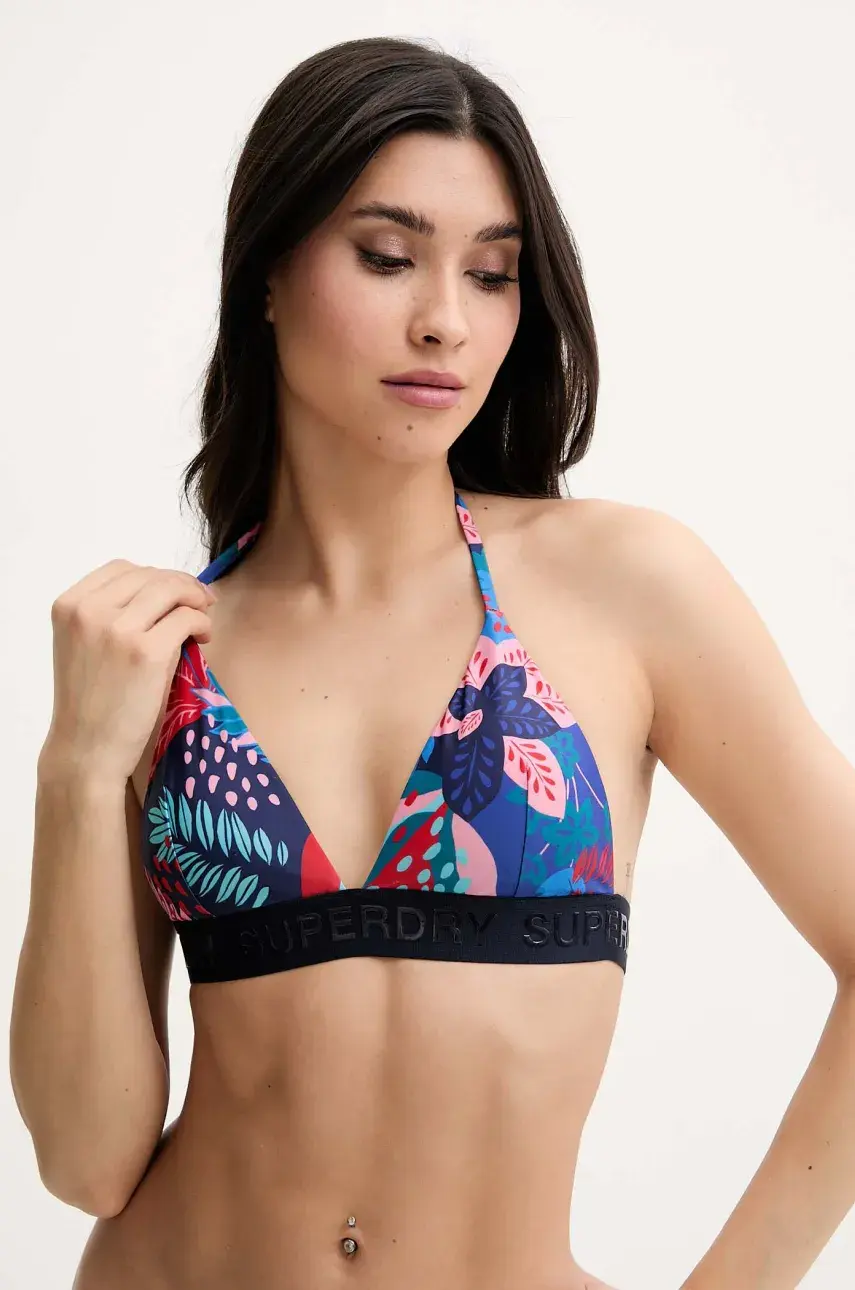 Plavková podprsenka Superdry tmavomodrá farba, jemne vystužený košík, W3010426A-E8D