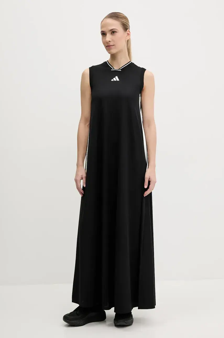 Šaty adidas Tiro čierna farba, maxi, rovný strih, JG4118