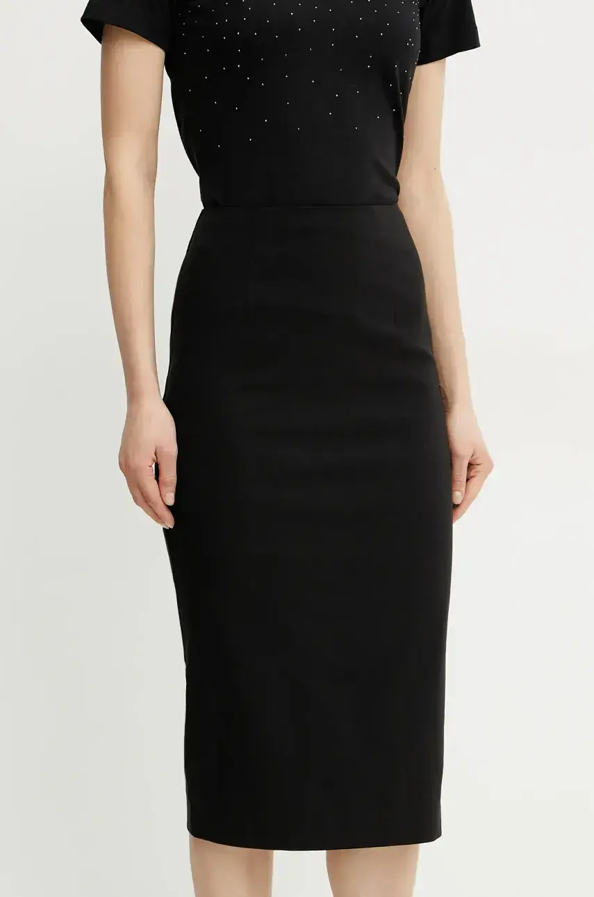 Sukňa Guess JAYLA čierna farba, midi, puzdrová, W5GD93 WGMR2