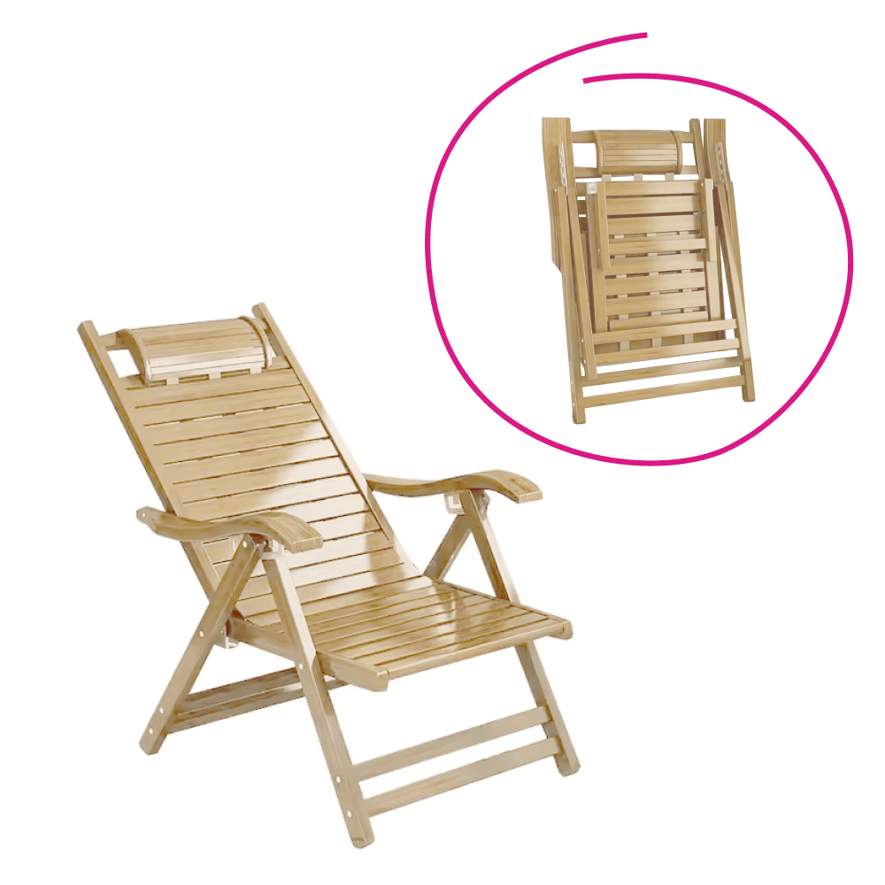 Záhradné polohovacie kreslo, prírodná, bambus, URSEL