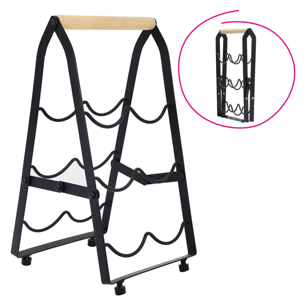 Stojan na víno, čierna/prírodná, VINOTE