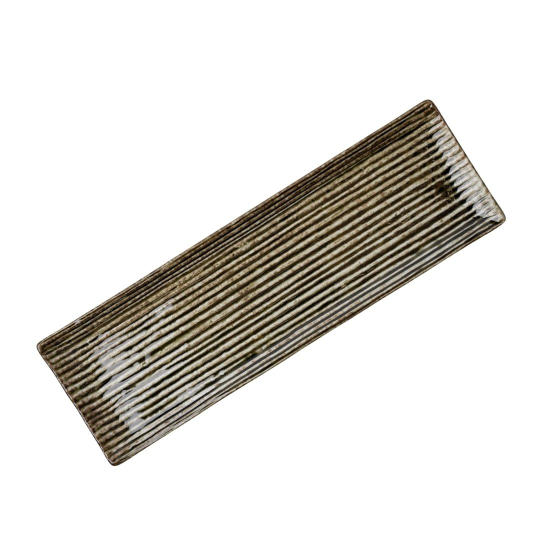 Servírovací tanier CONTOUR 33 x 10,5 cm, zelená, keramika, MIJ