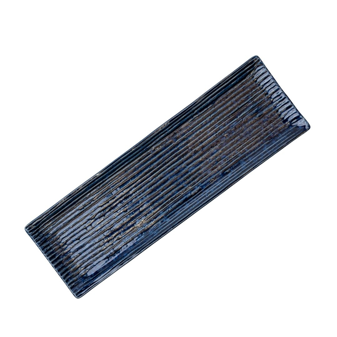 Servírovací tanier CONTOUR 33 x 10,5 cm, modrá, keramika, MIJ