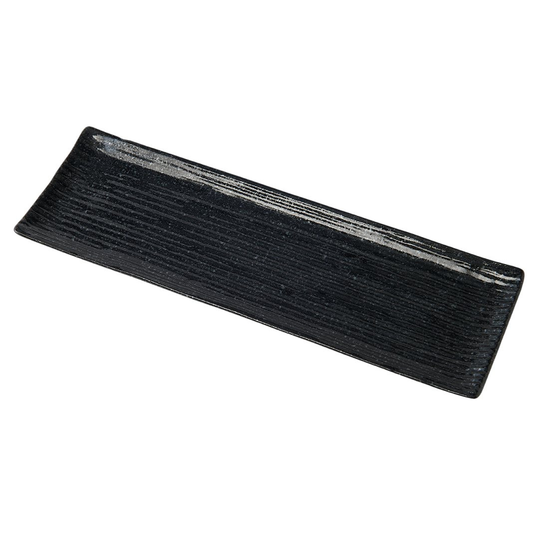 Servírovací tanier CONTOUR 33 x 10,5 cm, čierna, keramika, MIJ
