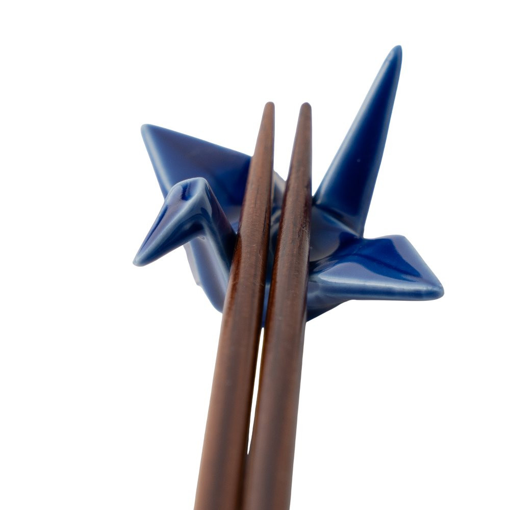 Kamienok na odkladanie paličiek ORIGAMI CRANE, modrá, keramika, MIJ