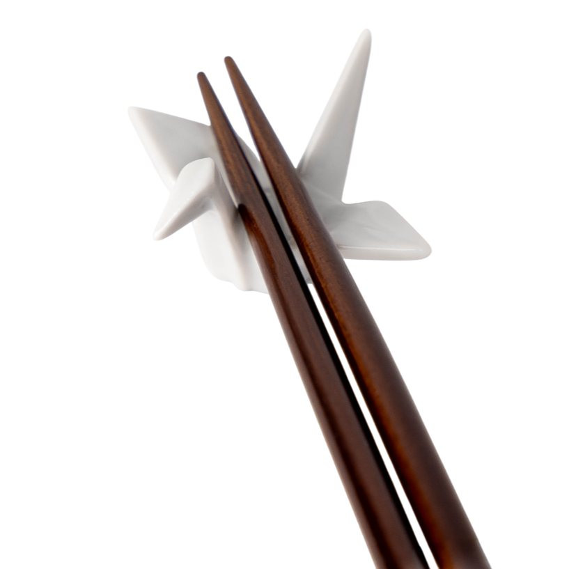 Kamienok na odkladanie paličiek ORIGAMI CRANE, biela, keramika, MIJ