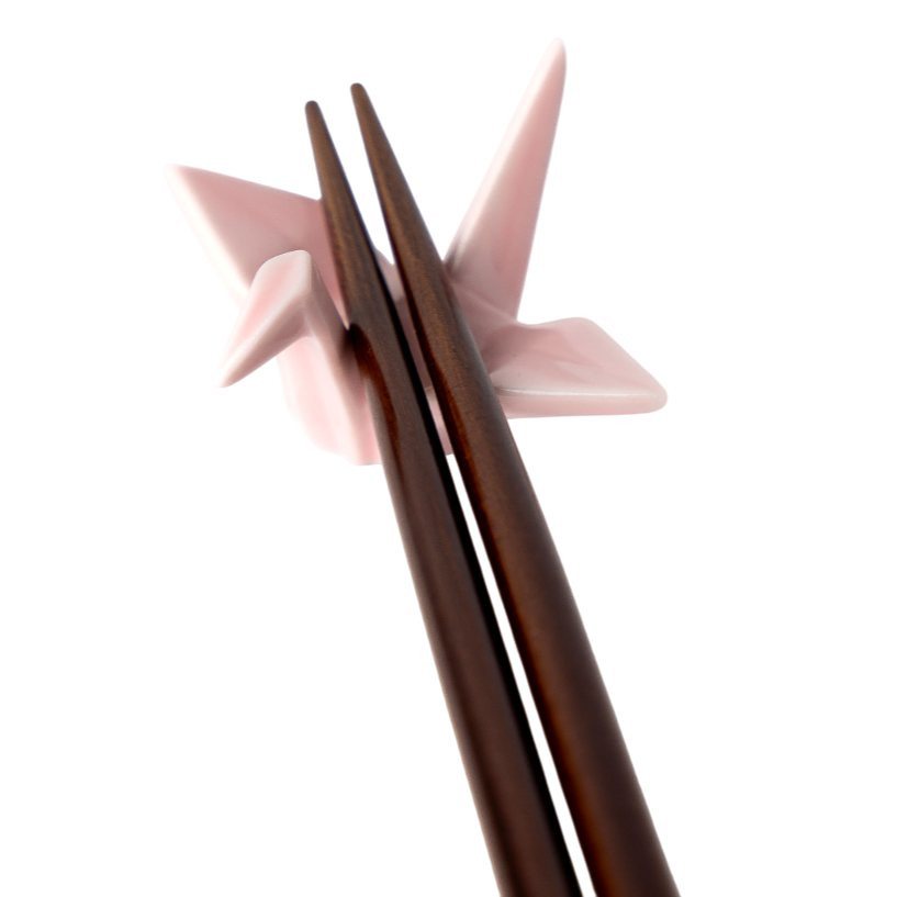 Kamienok na odkladanie paličiek ORIGAMI CRANE, ružová, keramika, MIJ