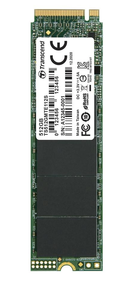 TRANSCEND MTE112S 512GB SSD disk M.2 2280, PCIe Gen3 x4 NVMe 1.3 (3D TLC), jeden sided, 1700MB/s R, 900MB/s W