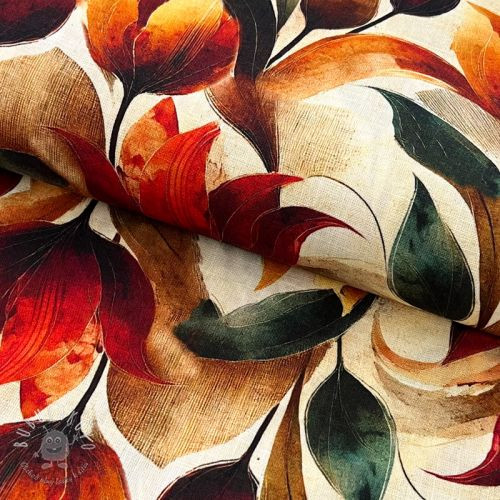 Viskóza s ľanom Marigold design F digital print