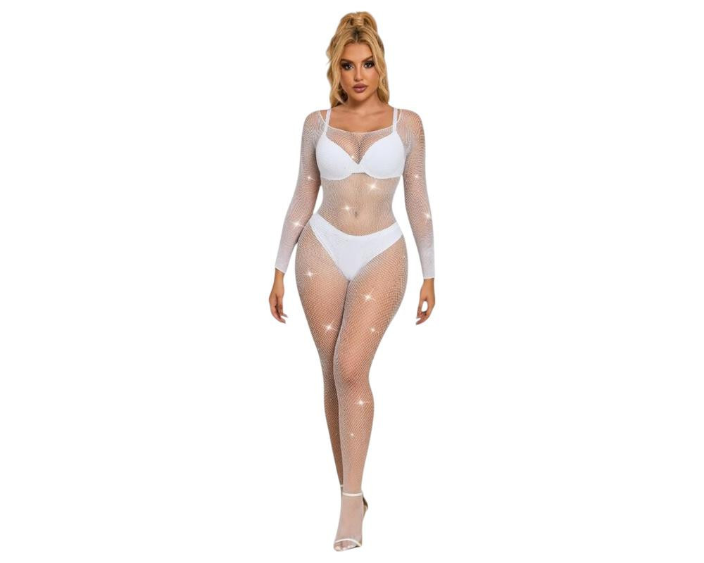 Subblime 952396 - trblietavý overal s kamienkami - (biela) - S-L