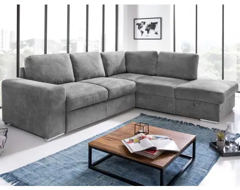Rohová sedacia súprava Eddi, stredne šedá látka, pravý roh%