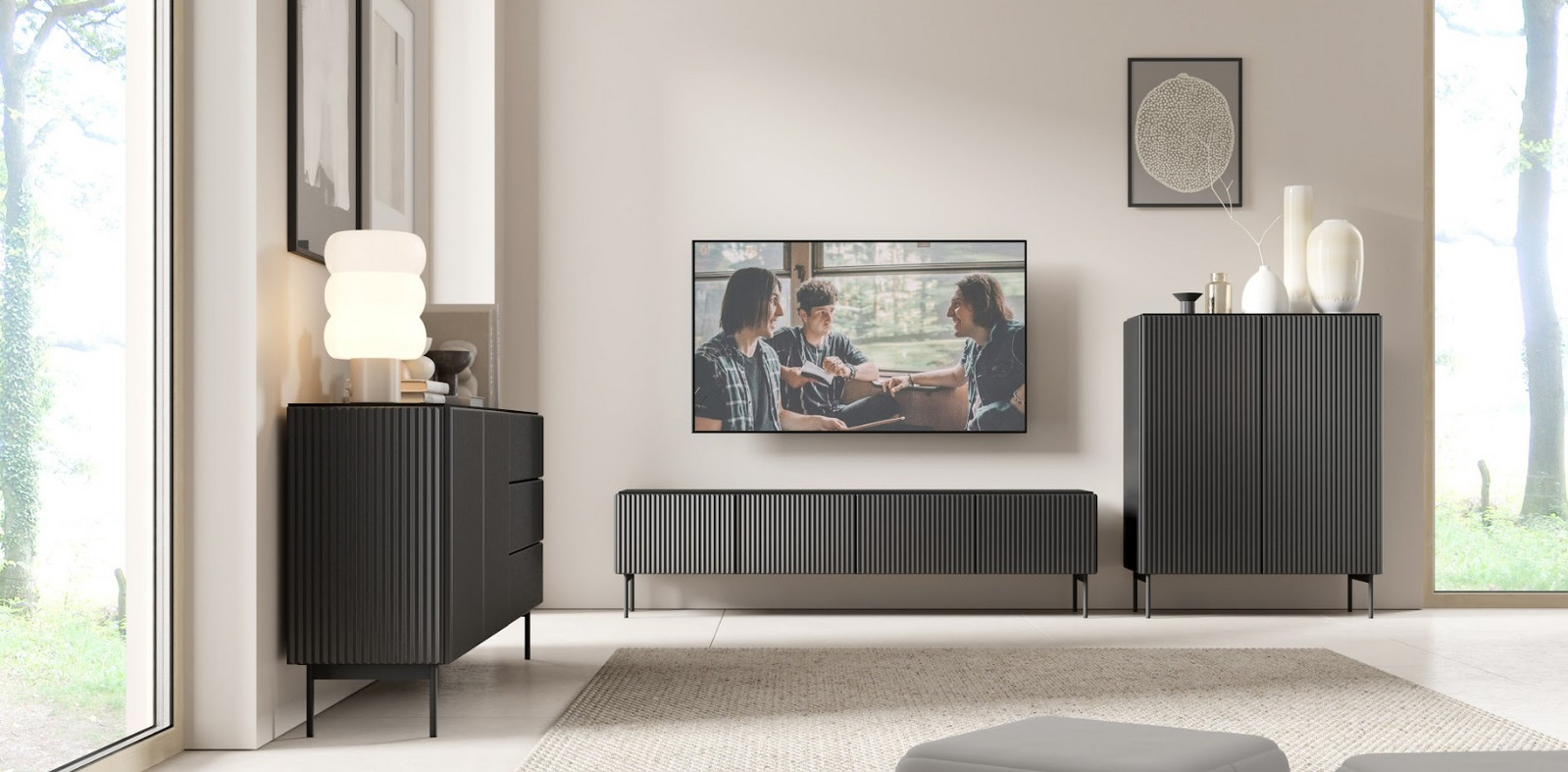 ArtLas Obývacia stena POLY | čierna