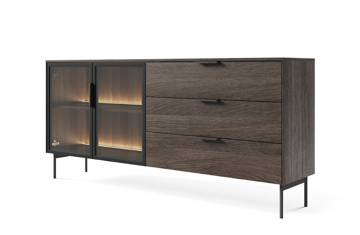 ArtLas Komoda NAIRE 2D3S s LED osvetlením | dub dunin