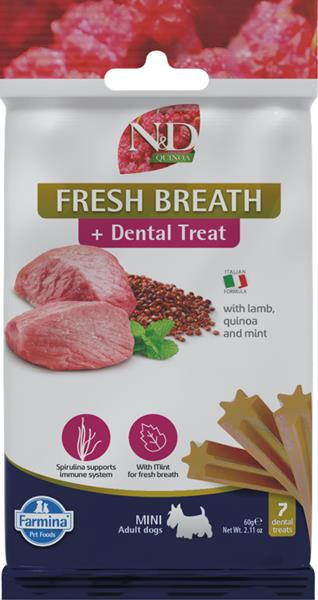 Farmina Quinoa Dog Fresh Breathe Adult Mini maškrta pre psy 60g