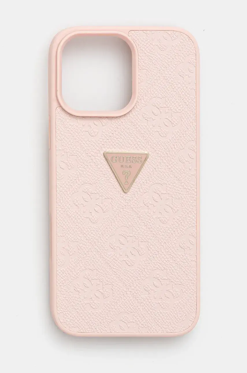 Puzdro na mobil Guess iPhone 16 Pro Max ružová farba, GUHCP16XPGP4STRP