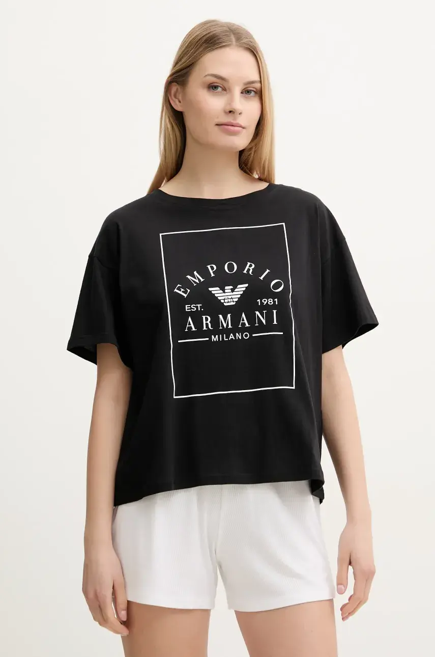 Bavlnené tričko Emporio Armani Underwear dámske, čierna farba, EW000553 AF10887