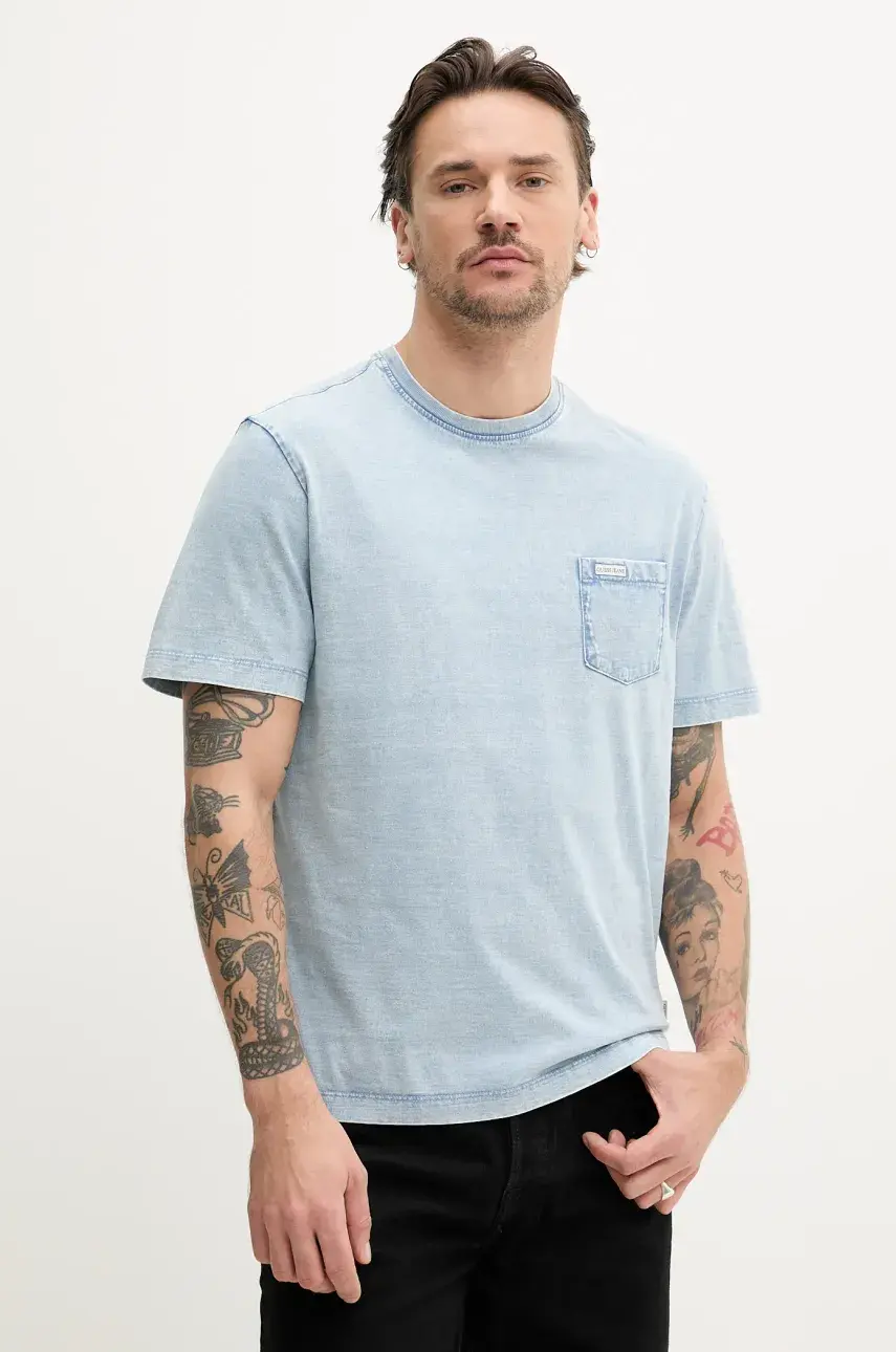 Bavlnené tričko Guess Jeans pánske, jednofarebné, M5GI50 KCTG1