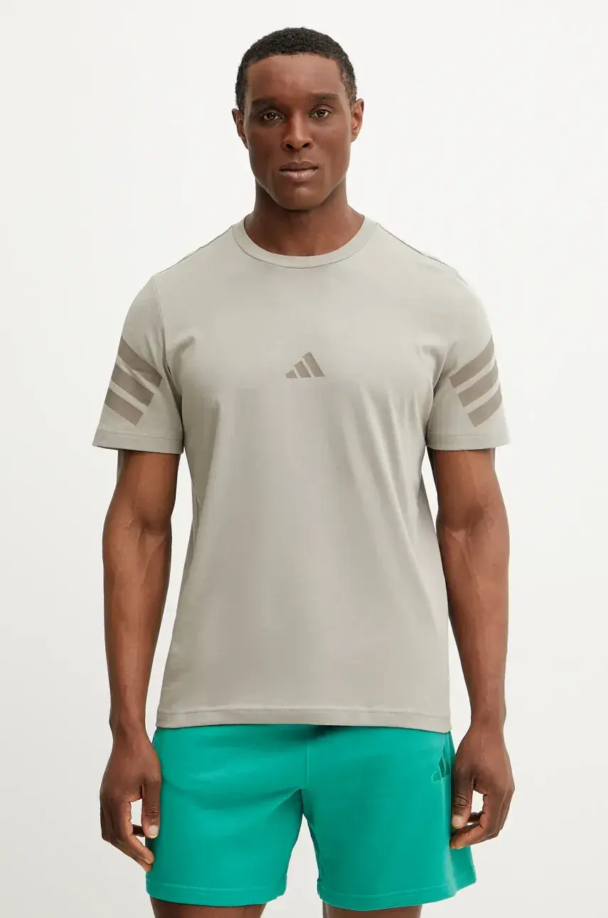 Bavlnené tričko adidas Future Icons pánske, zelená farba, s potlačou, JI8783