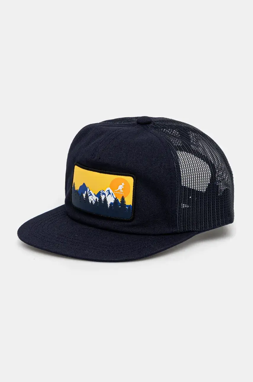 Šiltovka Kangol OUTDOOR PATCH TRUCKER tmavomodrá farba, jednofarebná, K5440.NV411
