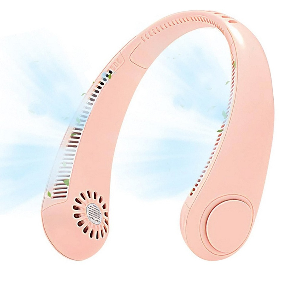 Prenosný ventilátor na krk, ružový