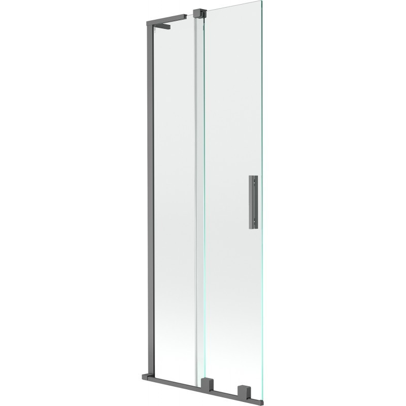 MEXEN/S - Velar L dvojkrídlová posuvná vaňová zástena 70 x 150 cm, transparent, grafit metal 896-070-003-01-95