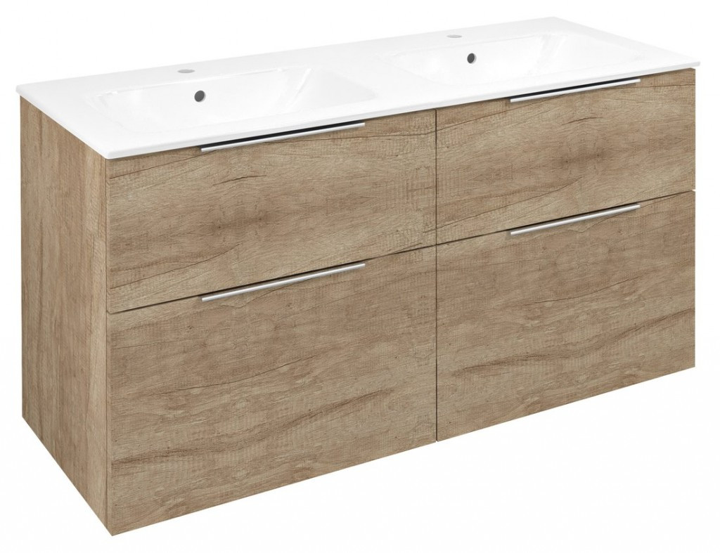 SAPHO - CIRASA umývadlová skrinka s dvojitým umývadlom 121x66x46cm, dub alabama CR121-2222-21