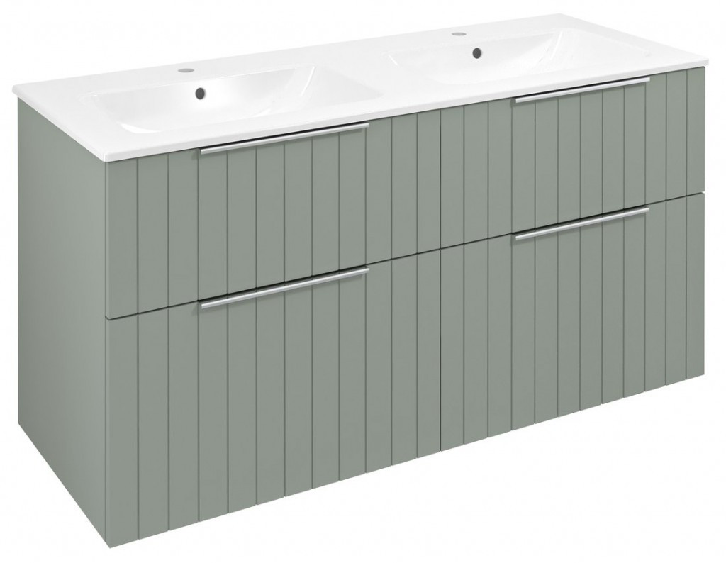 SAPHO - CIRASA umývadlová skrinka s dvojitým umývadlom 121x66x46cm, verde strip CR121-4444S-21
