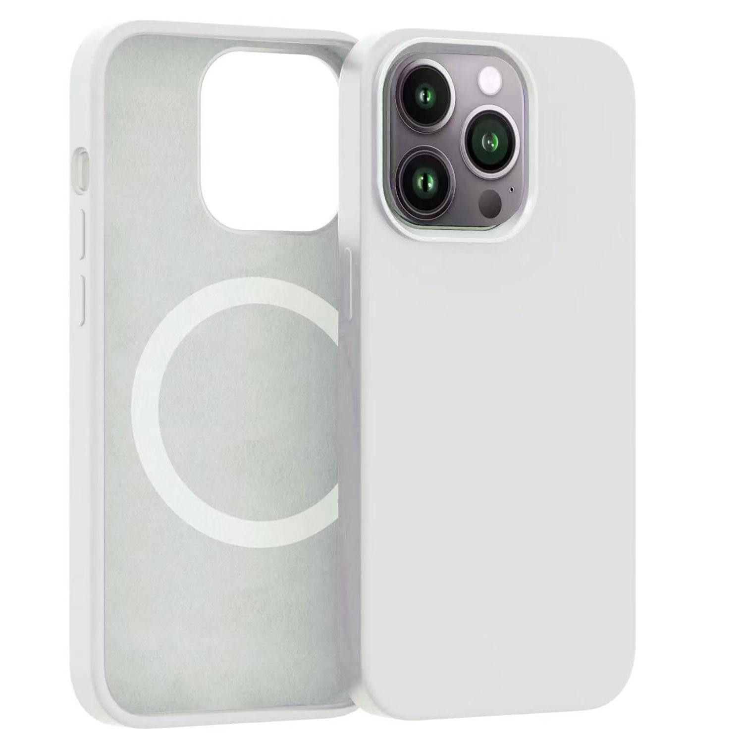 Silikónový kryt CARNEVAL SNAP pre iPhone 14 Pro Max s MagSafe - biela