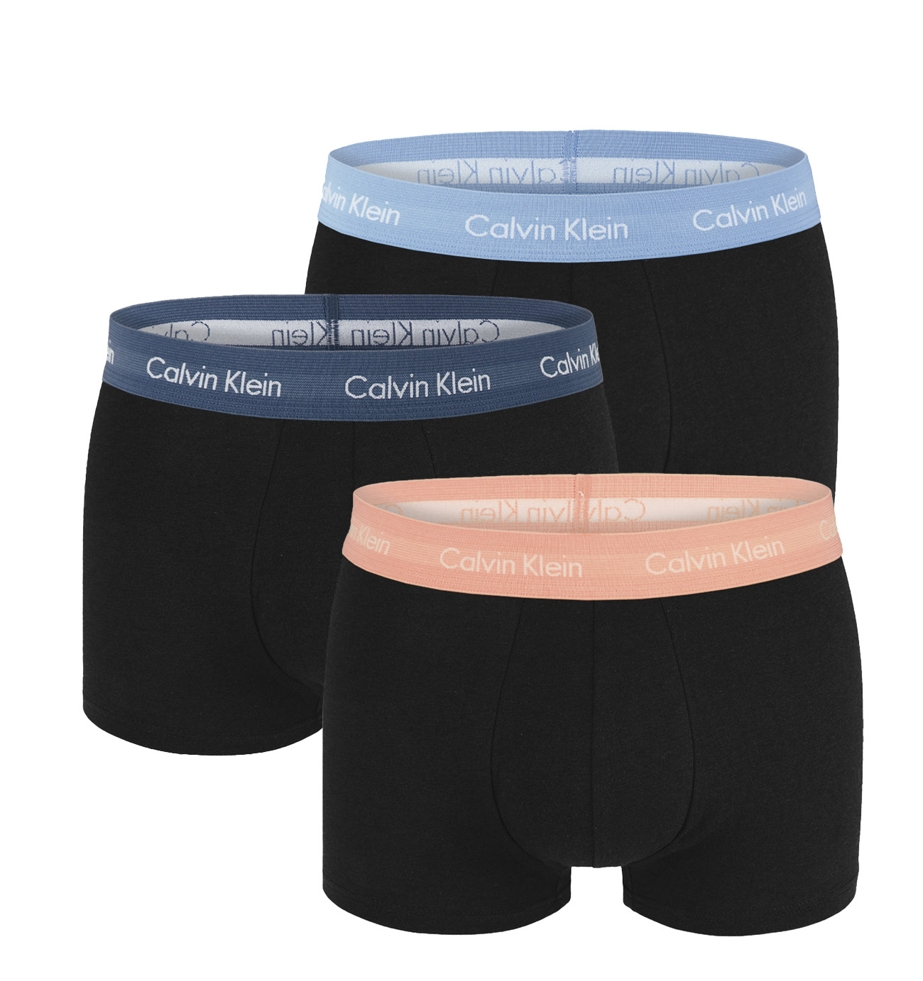 Calvin Klein - boxerky 3PACK cotton stretch black with vintage blue color logo waist - limitovaná fashion edícia
