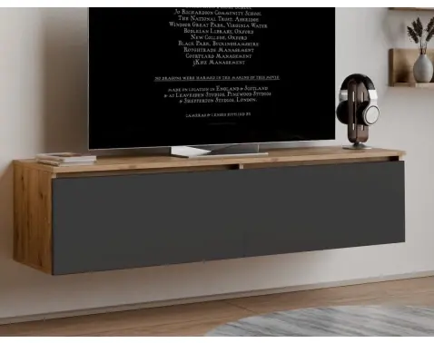 Závesná TV skrinka Asko Living, 135 cm, dub artisan/antracit%