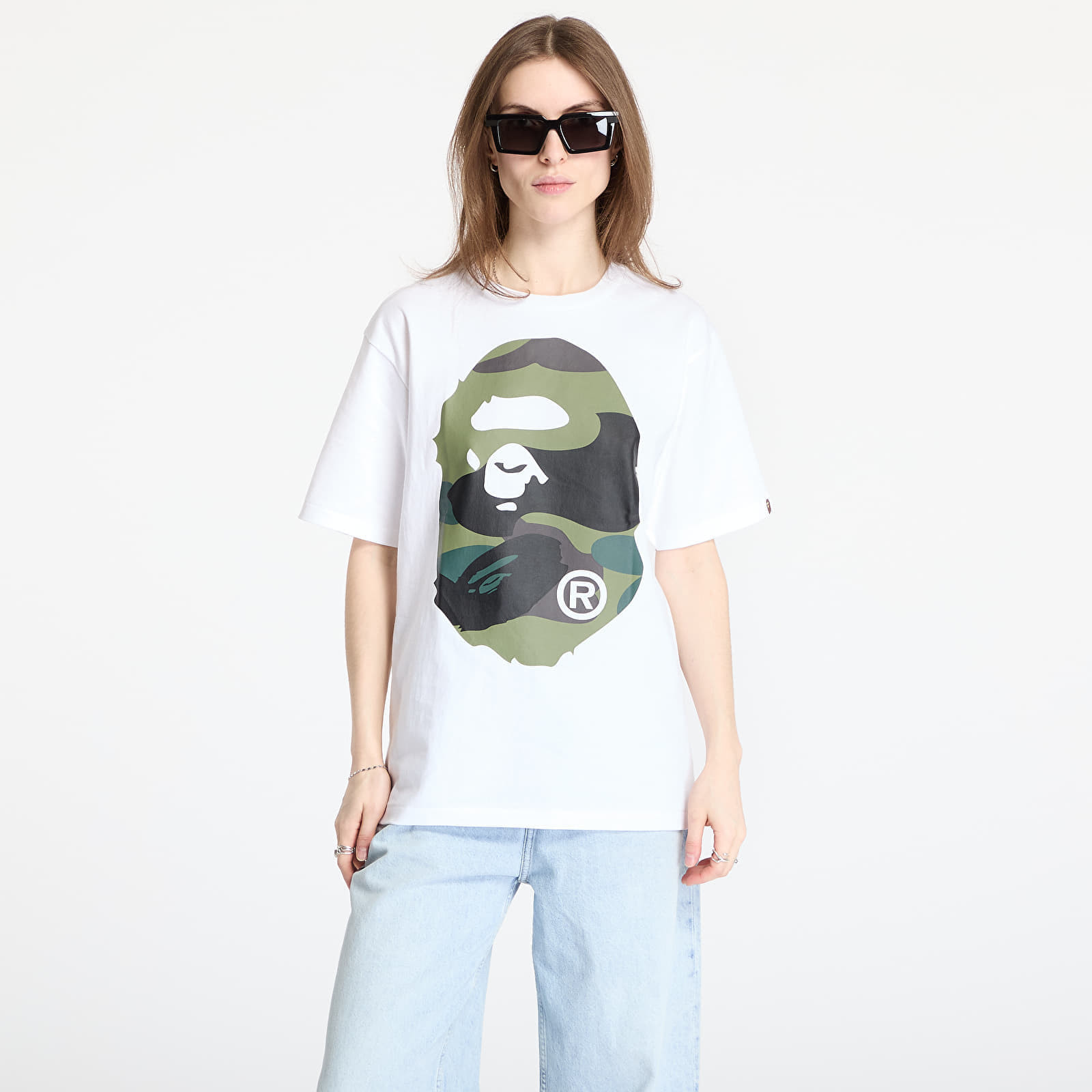 Tričko A BATHING APE Giant 1St Camo Big Ape Head Tee UNISEX White/ Green M