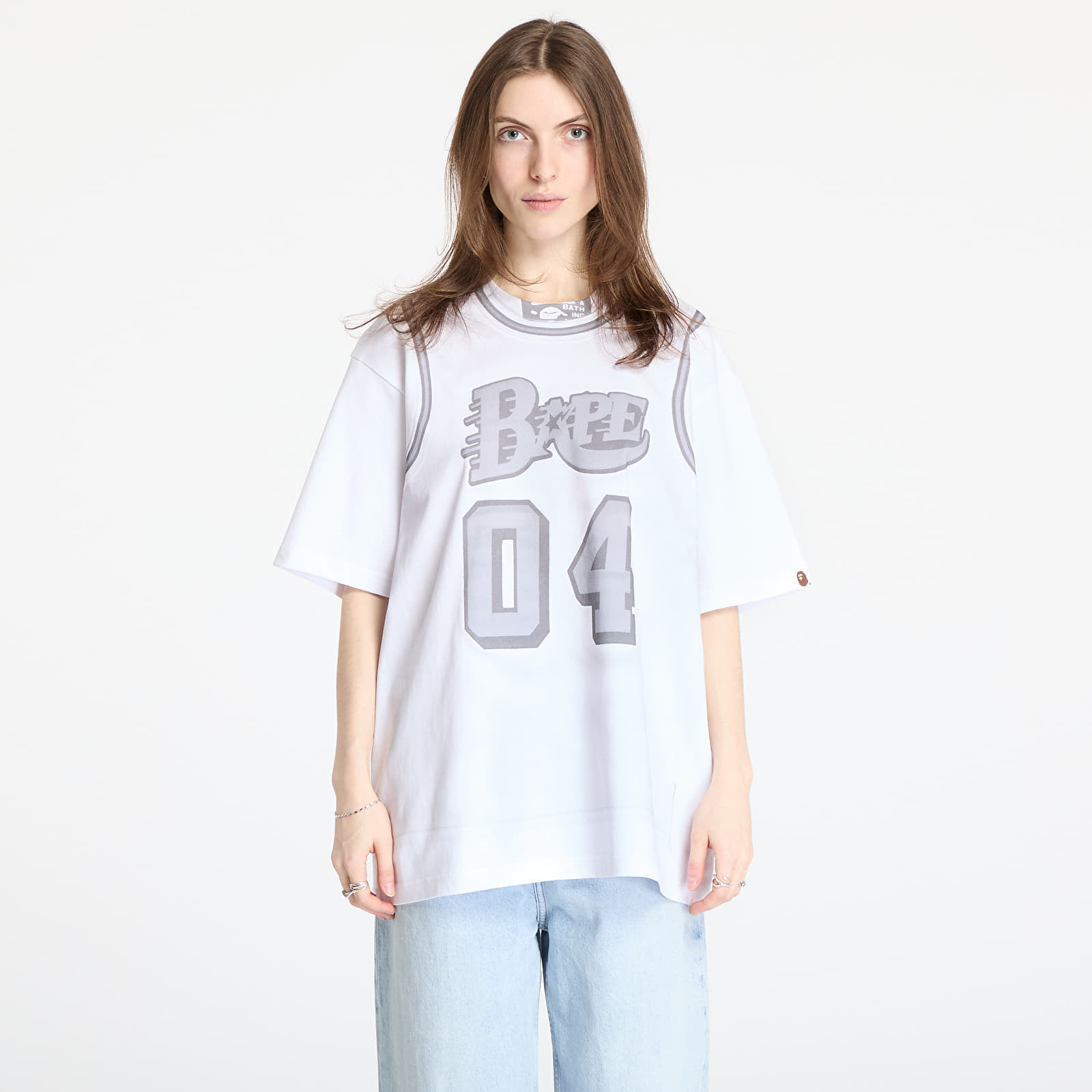 Tričko A BATHING APE Fake Print Relaxed Fit Tee UNISEX White M