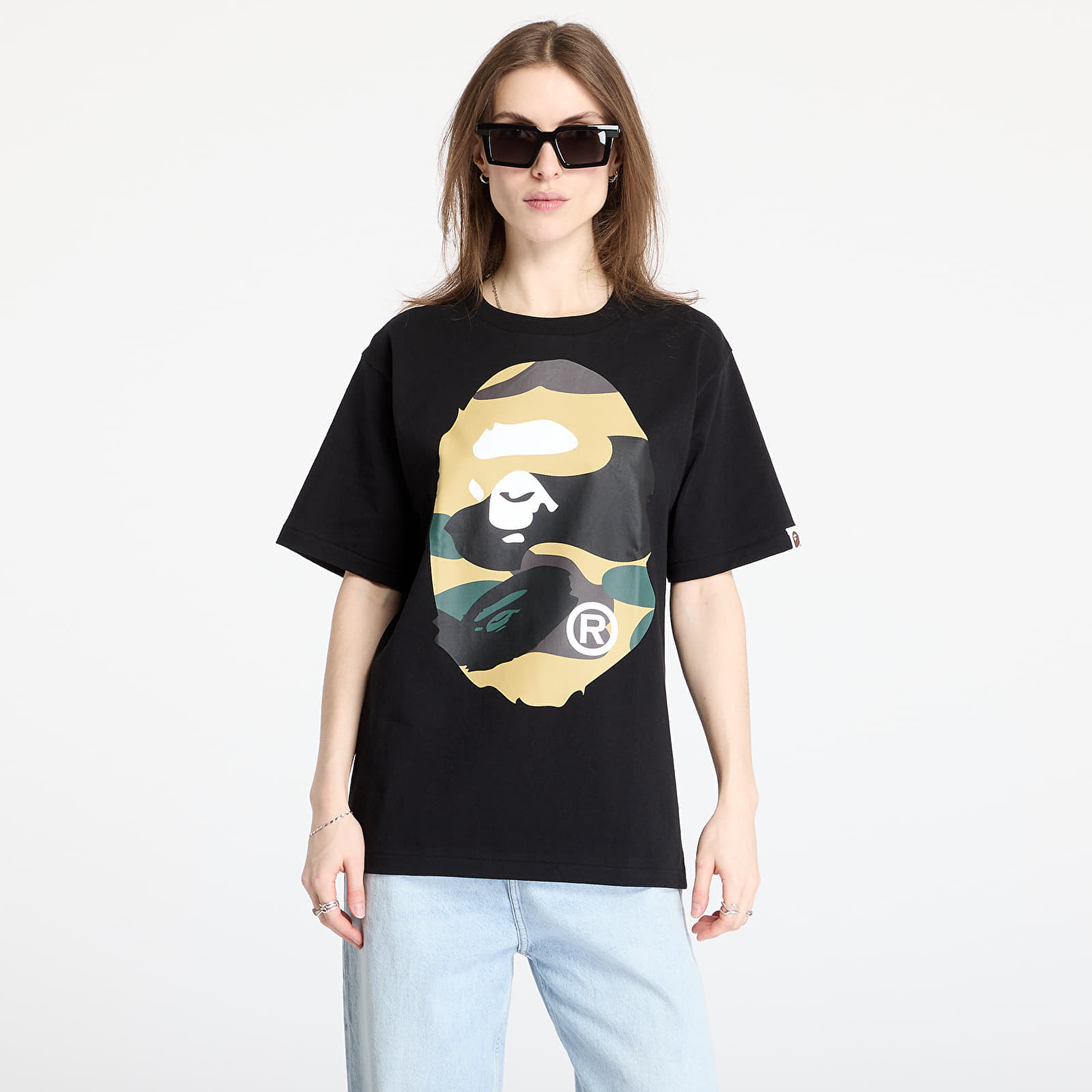 Tričko A BATHING APE Giant 1St Camo Big Ape Head Tee UNISEX Black/ Yellow M