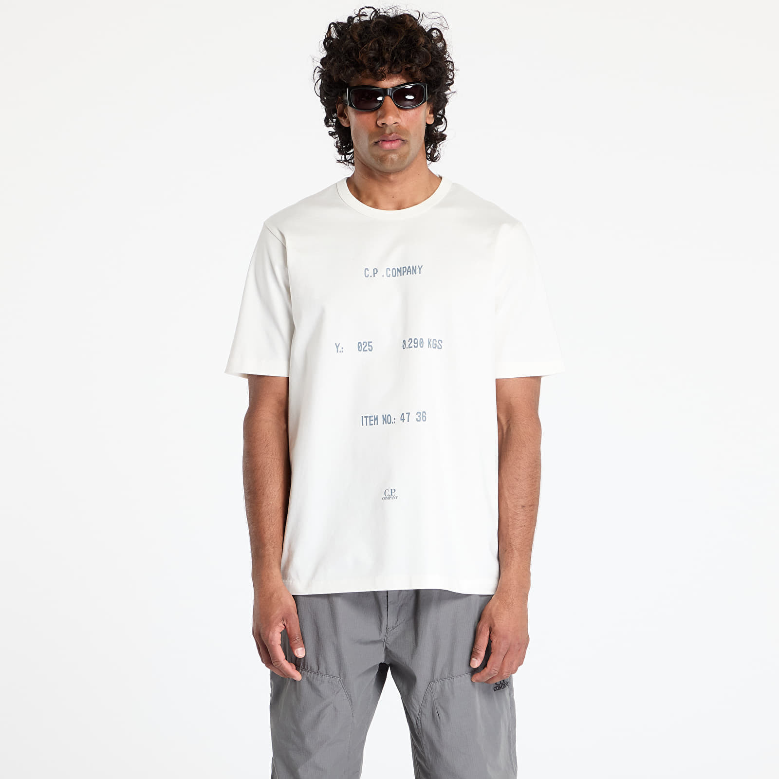 Tričko C.P. Company 30/2 Mercerized Jersey Twisted Typographic Logo T-Shirt Gauze White S
