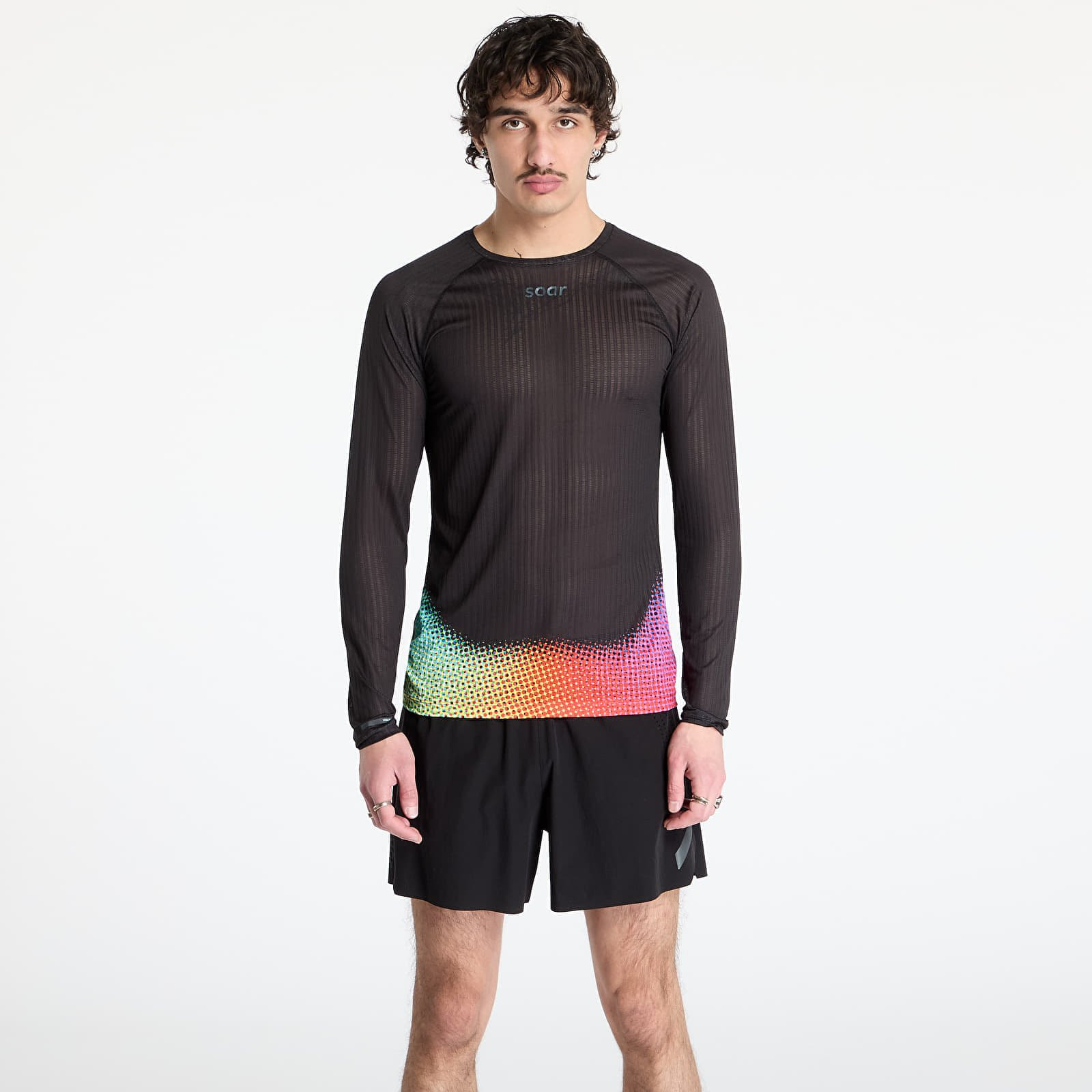 Tričko SOAR Running Men's Race Base Layer T-Shirt Black/Rainbow Dot S