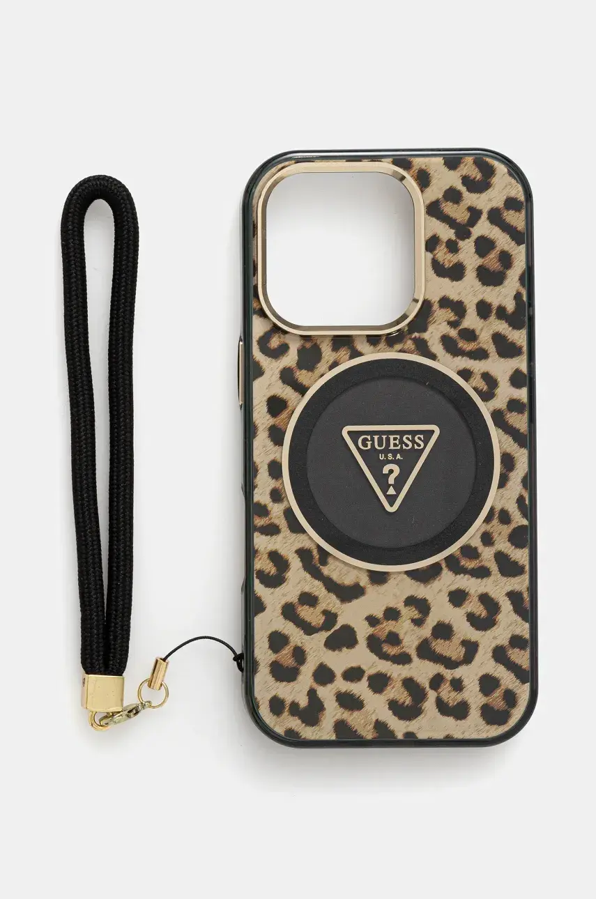 Puzdro na mobil Guess iPhone 16 Pro hnedá farba, GUHMP16LHLORSSW