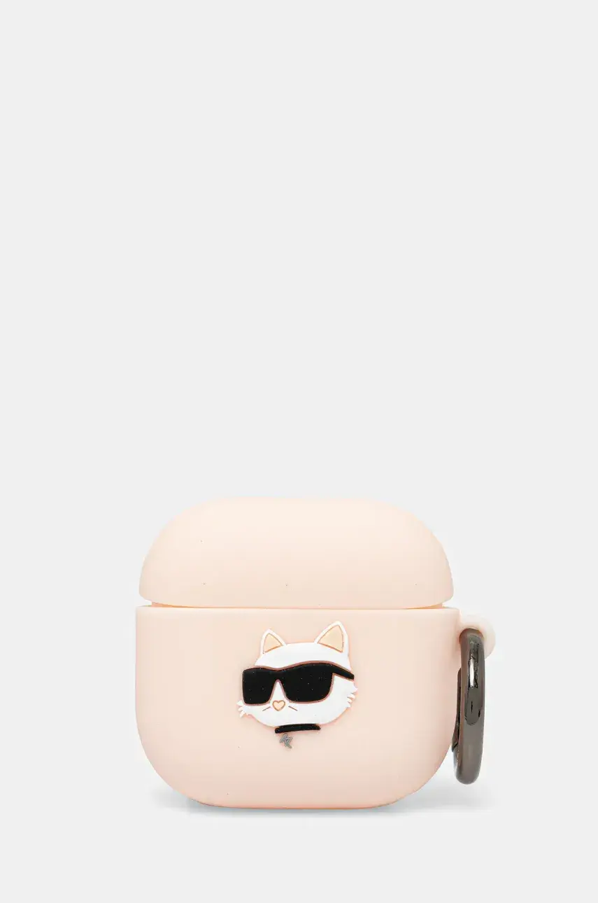 Puzdro na airpods Karl Lagerfeld 4 ružová farba, KLA4RUNCHP