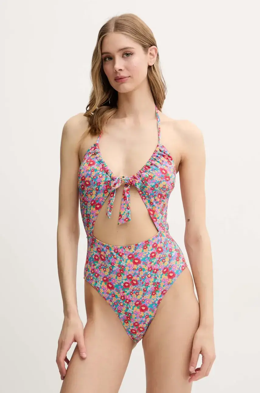Jednodielne plavky Rip Curl FLORES červená farba, jemne vystužený košík, 0MPWSW