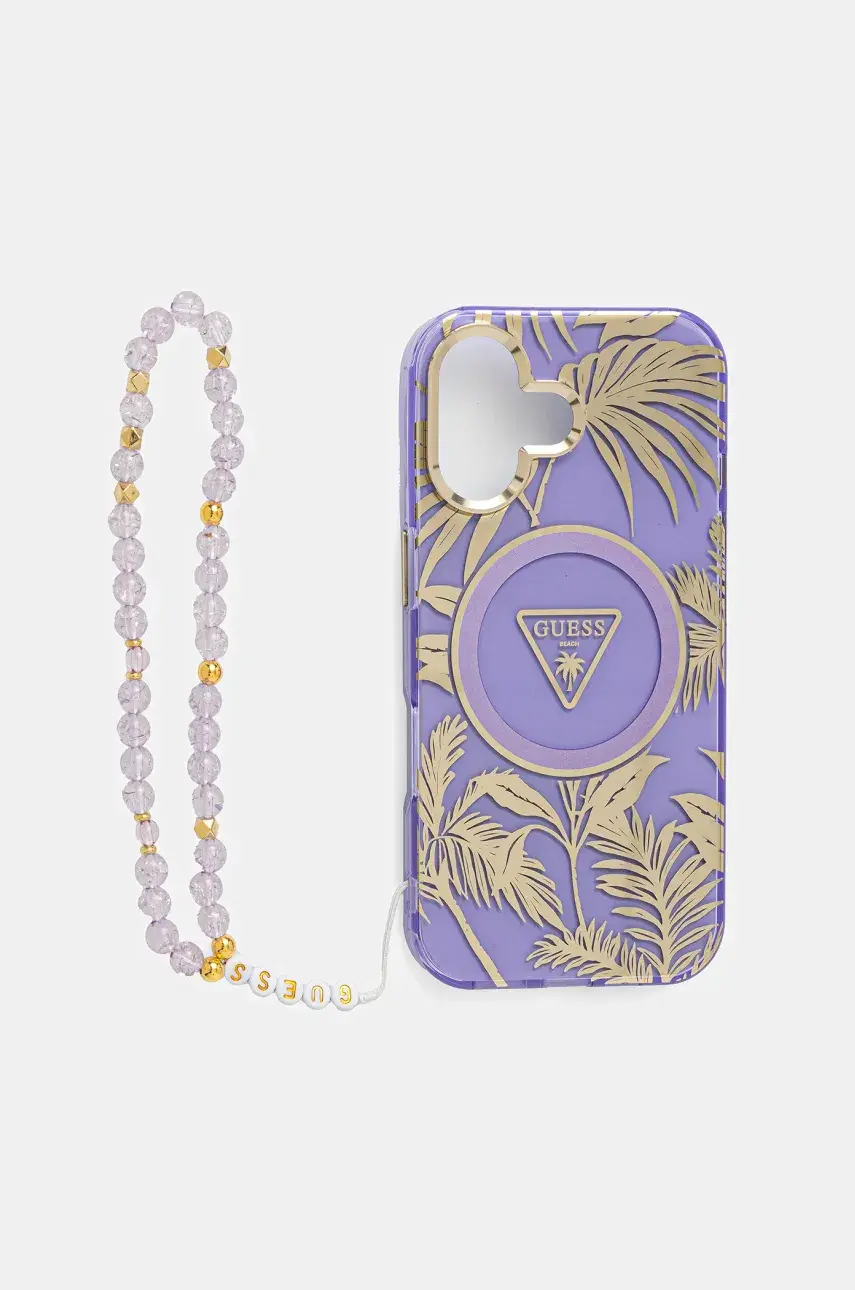 Puzdro na mobil Guess iPhone 16 fialová farba, GUHMP16SHPCTPLSU