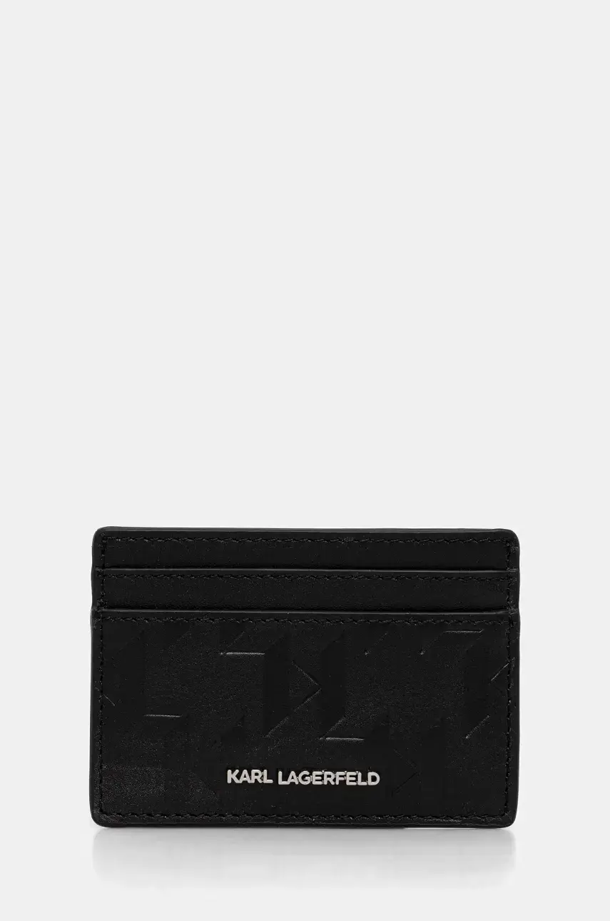 Kožené puzdro na karty Karl Lagerfeld čierna farba, A1M32098