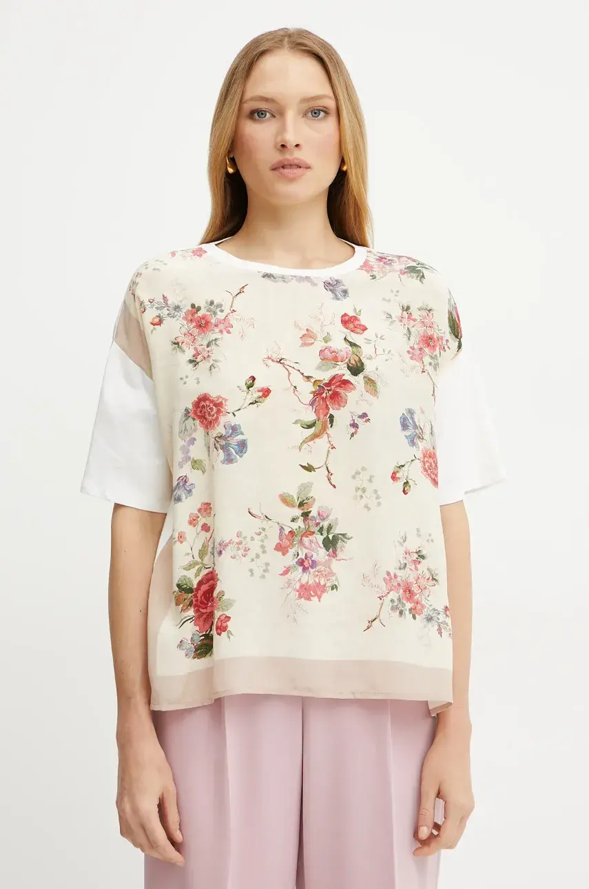 Tričko z hodvábnej zmesi Weekend Max Mara dámske, béžová farba, 2515941082600