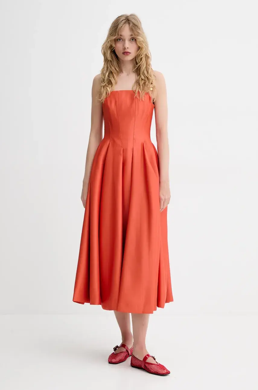 Šaty Stine Goya oranžová farba, midi, áčkový strih, SG-SS25-D092-2349