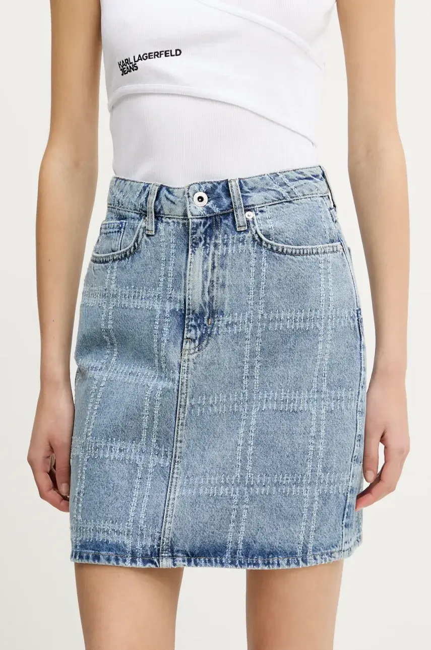 Rifľová sukňa Karl Lagerfeld Jeans mini, rovný strih, A2W12013