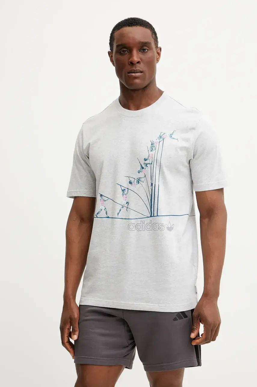 Bavlnené tričko adidas Originals Q12 TS Pole pánske, šedá farba, s potlačou, JP2666