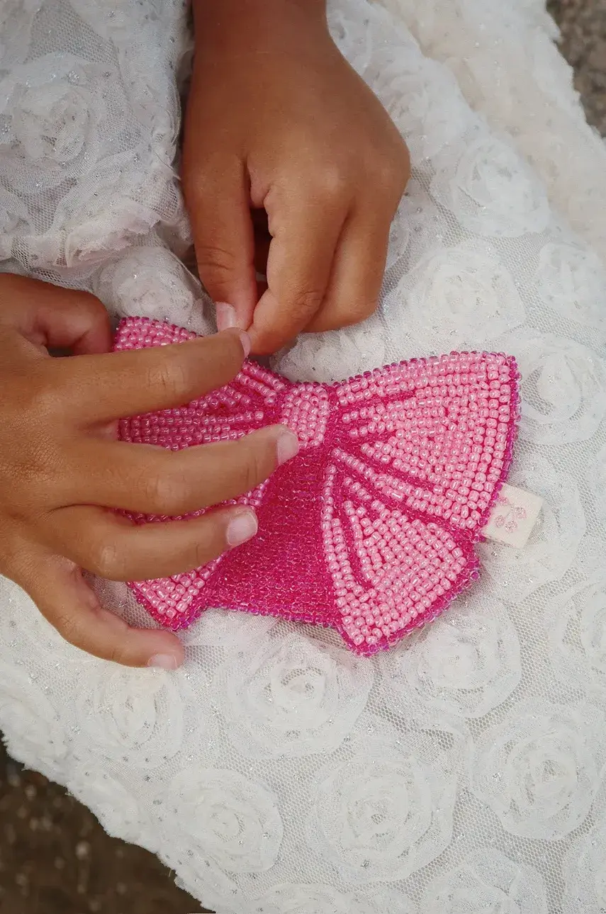 Detská peňaženka Konges Sløjd BEADED BOW WALLET dievčenská, ružová farba, KS103212