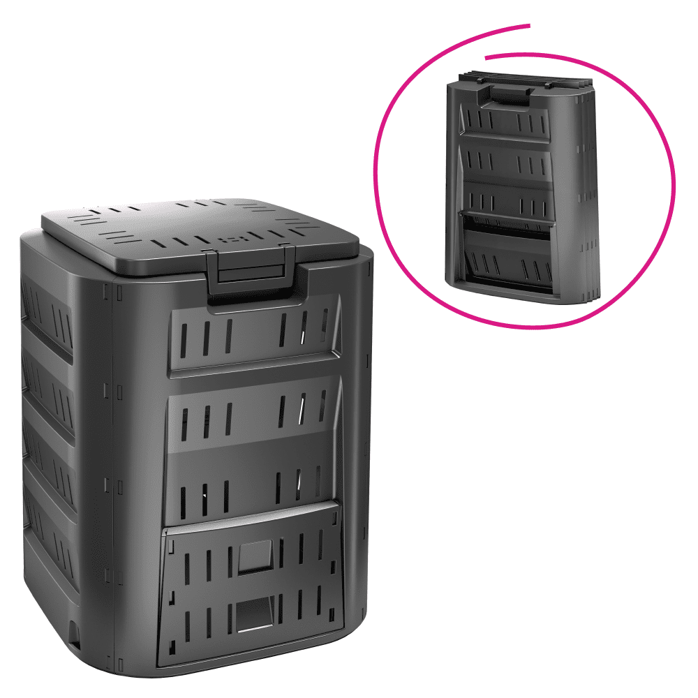 Záhradný kompostér, 220 l, čierna, plast, SADUR TYP 1